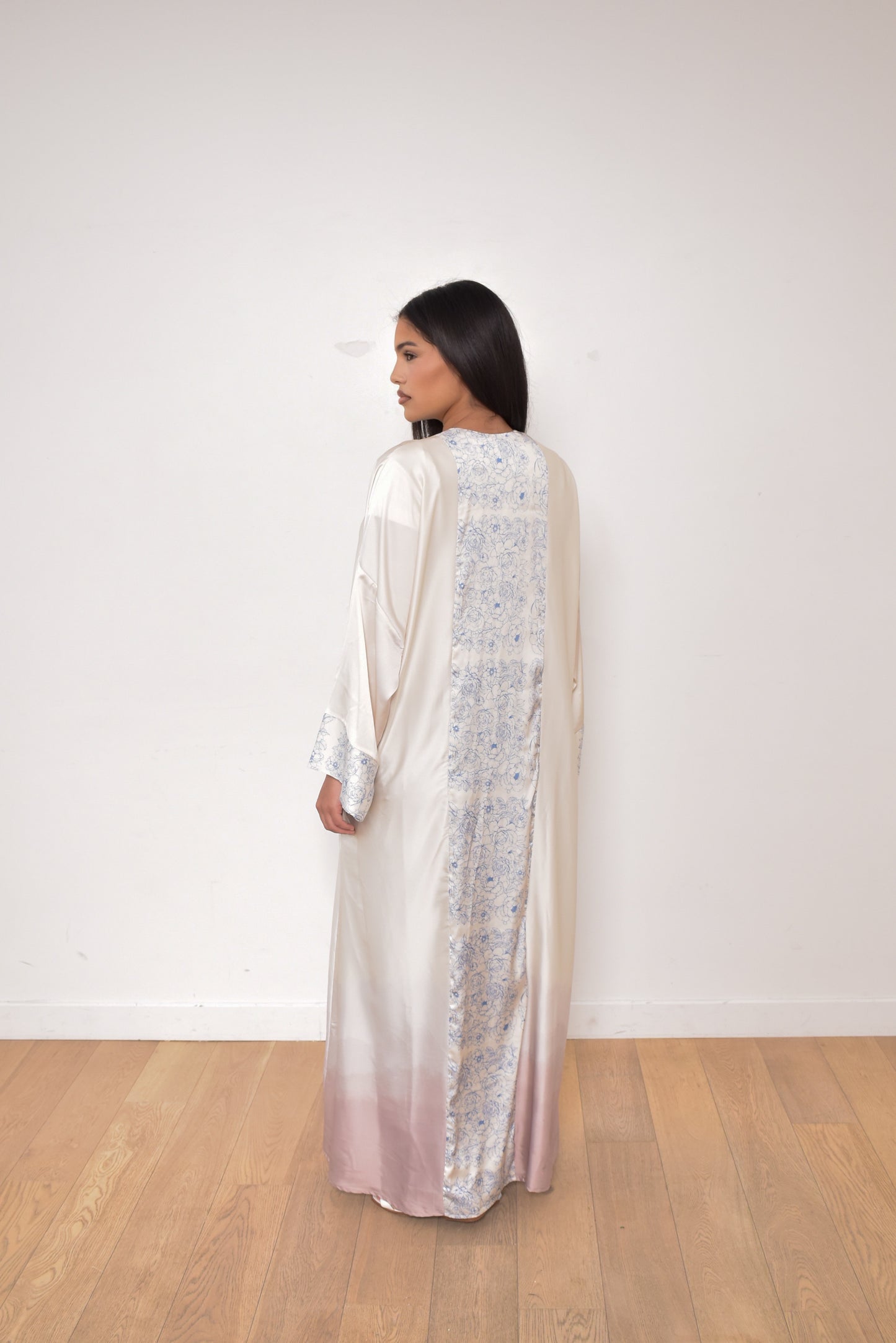 Kibaya Satinée Gradient off white et Marron Glacé