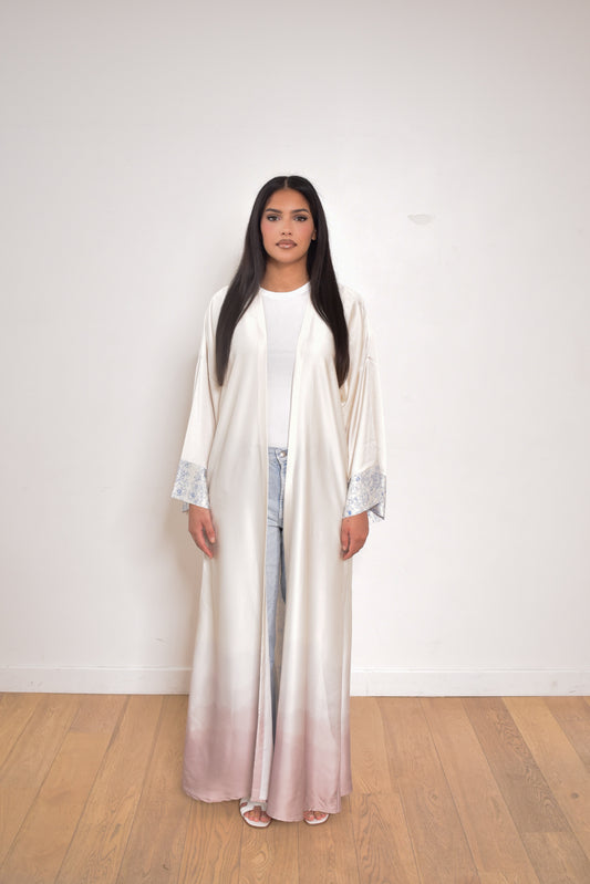 Kibaya Satinée Gradient off white et Marron Glacé